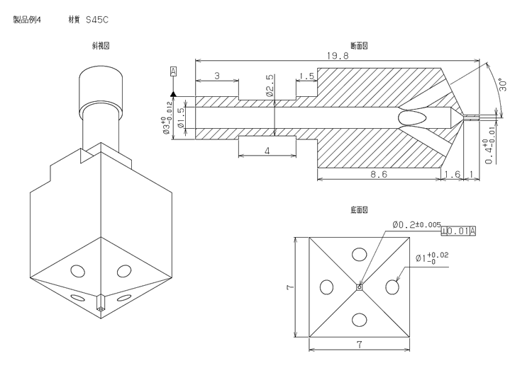 製品図面例4 | 精密微細穴加工